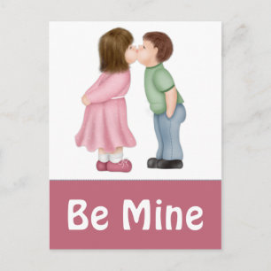 Pour Fêtes Annuelles Boy & Girl Kisser Be Mine Valentine Cartes postale