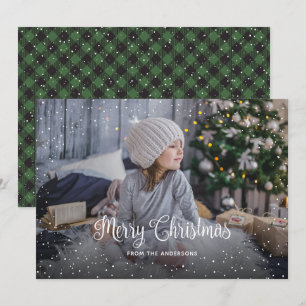 Pour Fêtes Annuelles Buffle vert neige Plaid Photo Cartes de Noël