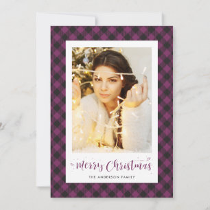 Pour Fêtes Annuelles Buffle violet noir Plaid Photo Cartes de Noël