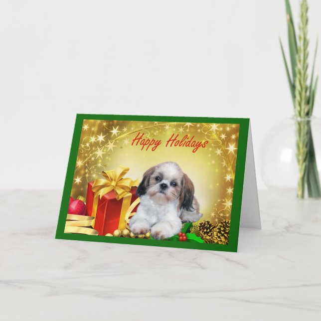 Pour Fêtes Annuelles Cadeaux de cartes de Noël Shih Tzu (Devant)
