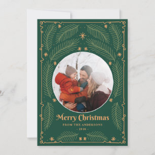 Pour Fêtes Annuelles Cadre botanique joyeux vert Noël Cartes photos