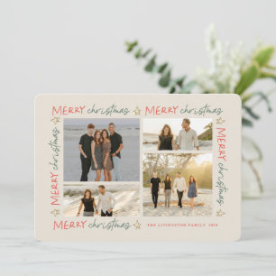 Pour Fêtes Annuelles Cadre de Noël manuscrit 4 Cartes photos