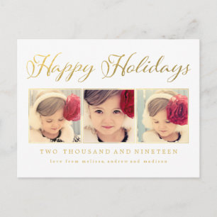 Pour Fêtes Annuelles Cadre photo de Noël Cartes de vœux en feuille d'or