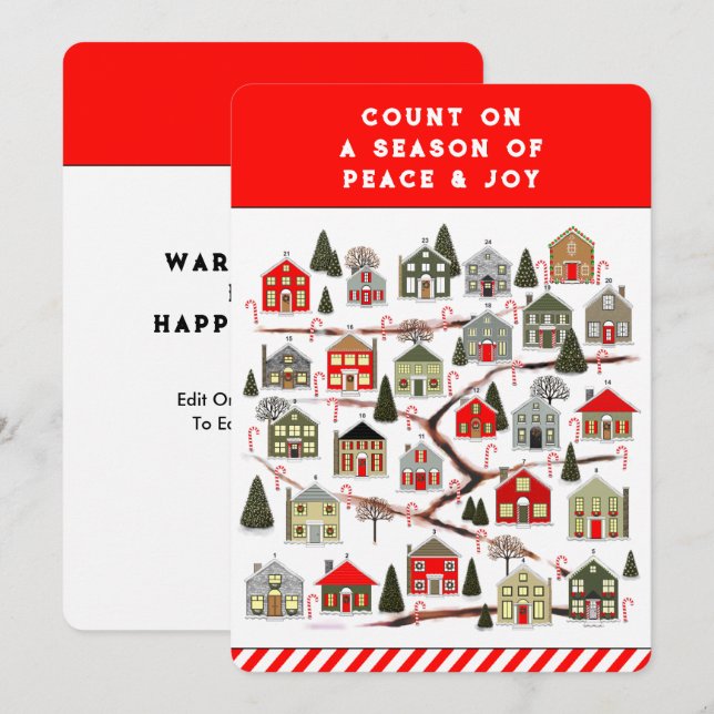 Pour Fêtes Annuelles Calendrier de l'Avent de Noël Cartes de fin de ann (Devant / Derrière)