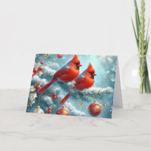 Pour Fêtes Annuelles Cardinals rouges bois Noël Cartes de voeux