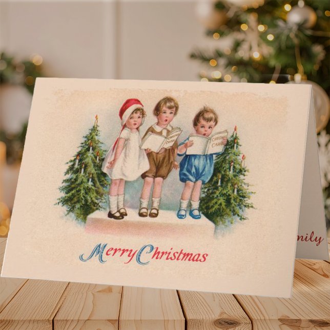 Pour Fêtes Annuelles Caroling Kids Joyeuses Cartes de Noël (Créateur téléchargé)