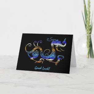 Pour Fêtes Annuelles Cartes asiatiques BLEUES d'art de bonne chance de