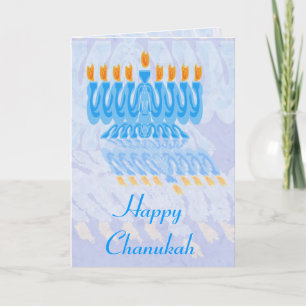 Pour Fêtes Annuelles Cartes Blue Menorah Chanukah