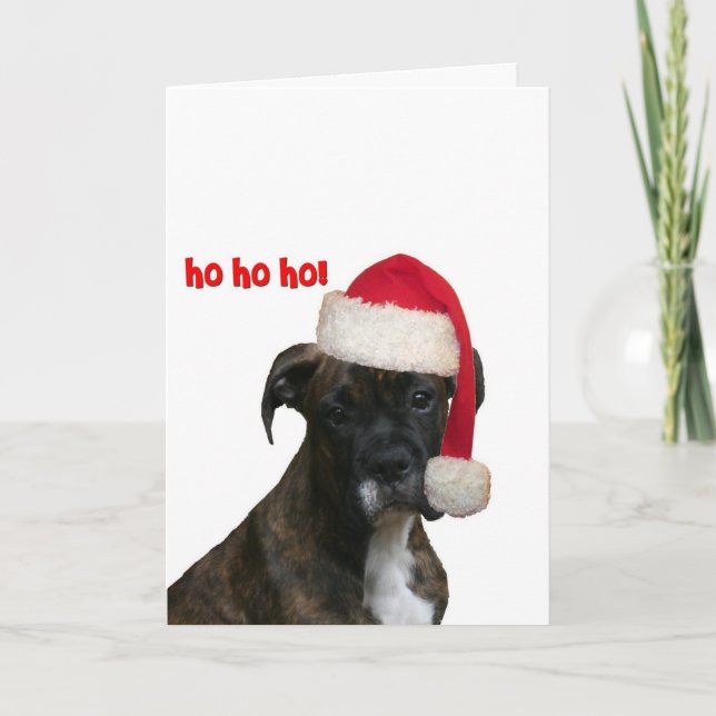 Pour Fêtes Annuelles Cartes : Boxer Pup Père Noël (Devant)