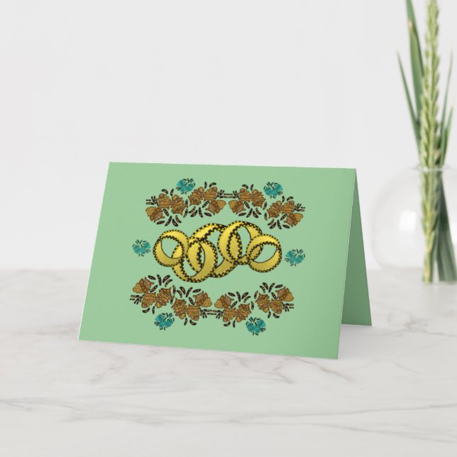 Pour Fêtes Annuelles Cartes Cinq Anneaux D'or (Devant)