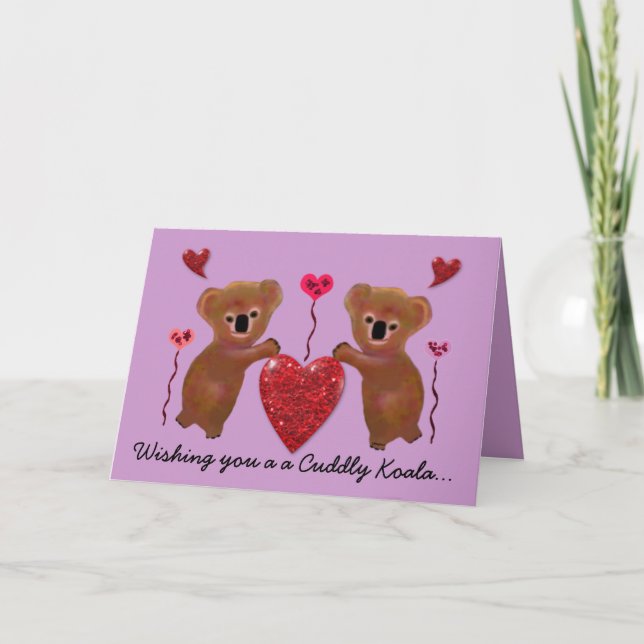 Pour Fêtes Annuelles Cartes Coeurs Koala Valentine (Devant)