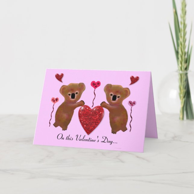 Pour Fêtes Annuelles Cartes Coeurs Koala Valentine (Devant)