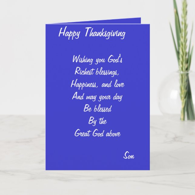 Pour Fêtes Annuelles Cartes d'action de grâce du fils (Devant)