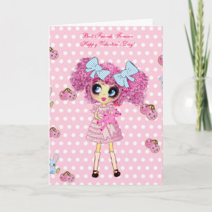 Pour Fêtes Annuelles Cartes d'anniversaire de fille Kawaii avec PinkyP
