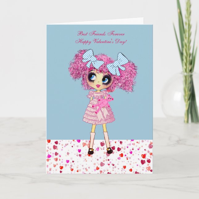 Pour Fêtes Annuelles Cartes d'anniversaire de fille Kawaii avec PinkyP (Devant)