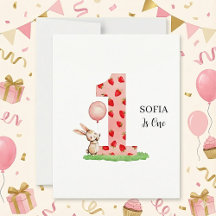 Cartes d'anniversaire personnalisées Lapin 1 an po