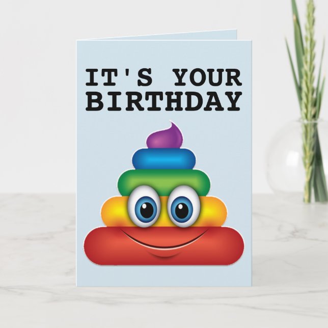 POUR FÊTES ANNUELLES CARTES D'ANNIVERSAIRE RAINBOW POOP FUNNY (Devant)