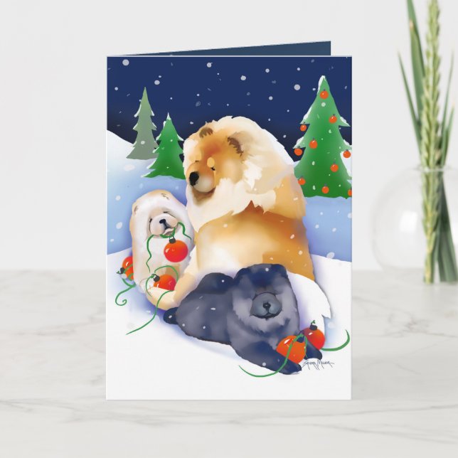 Pour Fêtes Annuelles Cartes d'art Chow SNOWBABIES (Devant)