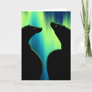 Pour Fêtes Annuelles Cartes d'art Ours Polaire Lumières Nord Cartes d'a