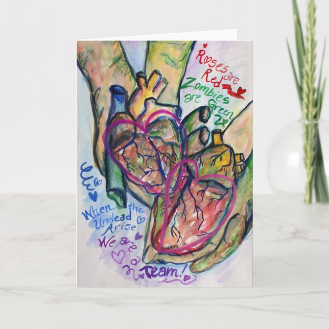 Pour Fêtes Annuelles Cartes d'art Zombie Love Poem Greeting ou Note (Devant)