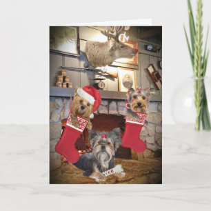 Pour Fêtes Annuelles Cartes de cheminée de Noël Yorkie