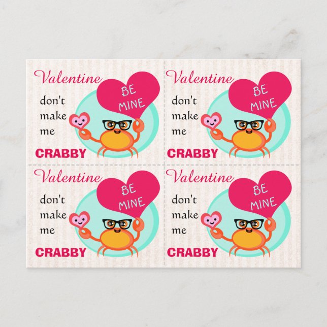 Pour Fêtes Annuelles Cartes de crabe hipster de la Saint-Valentin (4) (Devant)