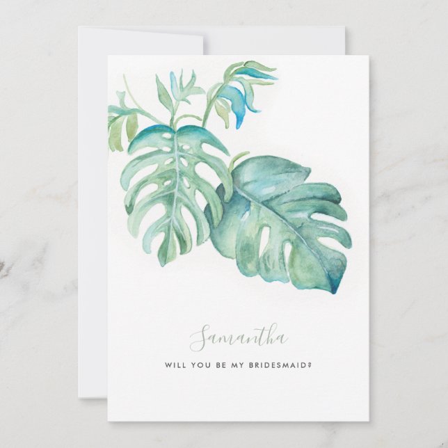 Pour Fêtes Annuelles Cartes de femme de chambre d'aquarelle Tropical Gr (Devant)