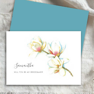 Pour Fêtes Annuelles Cartes de femme de chambre Florale blanche Magnoli
