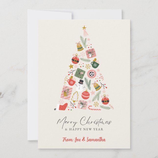 Pour Fêtes Annuelles Cartes de fin de année d'arbre de Noël moderne - T (Devant)