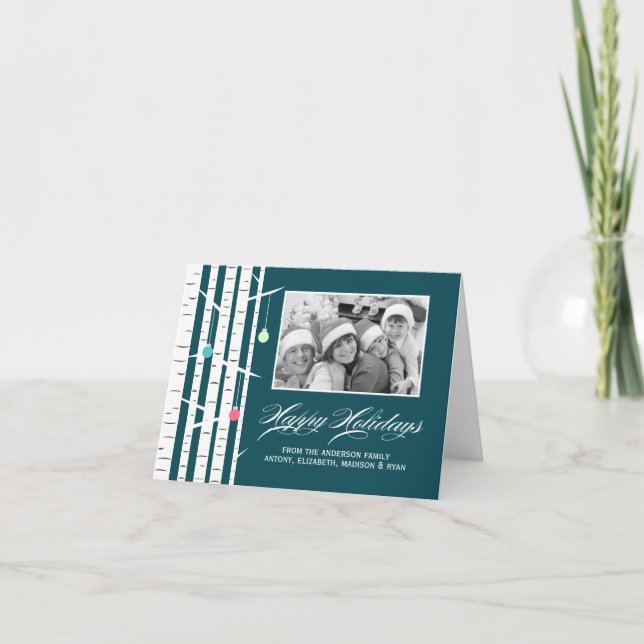 Pour Fêtes Annuelles Cartes de fin de année de Noël de Birch d'hiver (Devant)