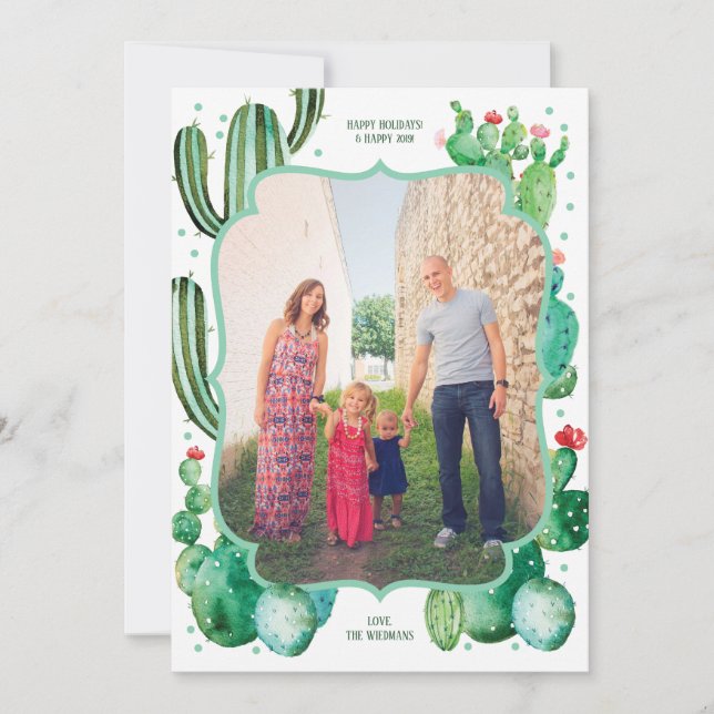 Pour Fêtes Annuelles Cartes de fin de année de Noël de Cactus du désert (Devant)
