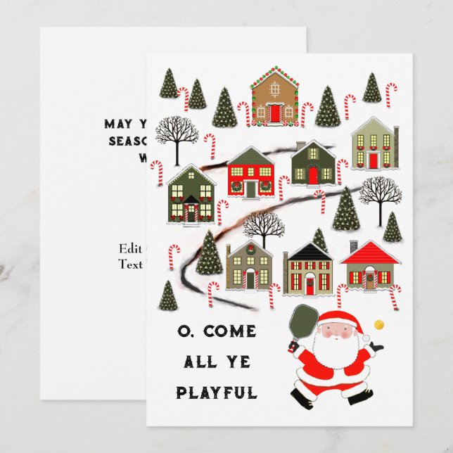 Pour Fêtes Annuelles Cartes de fin de année de Noël de Pickleball (Devant / Derrière)