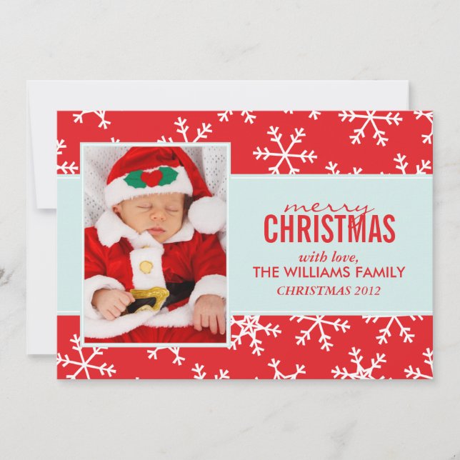 Pour Fêtes Annuelles Cartes de fin de année Motifs de Red Snowflakes (Devant)