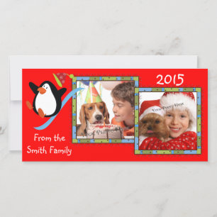 Pour Fêtes Annuelles Cartes de fin de année photo Whimsical Penguin 2