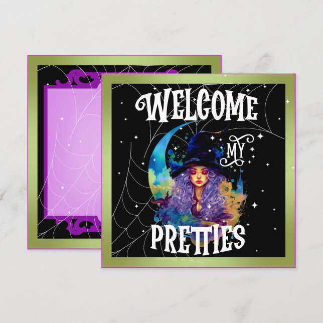 Pour Fêtes Annuelles Cartes de Halloween de Beauté Sorcière Rétro (Devant / Derrière)