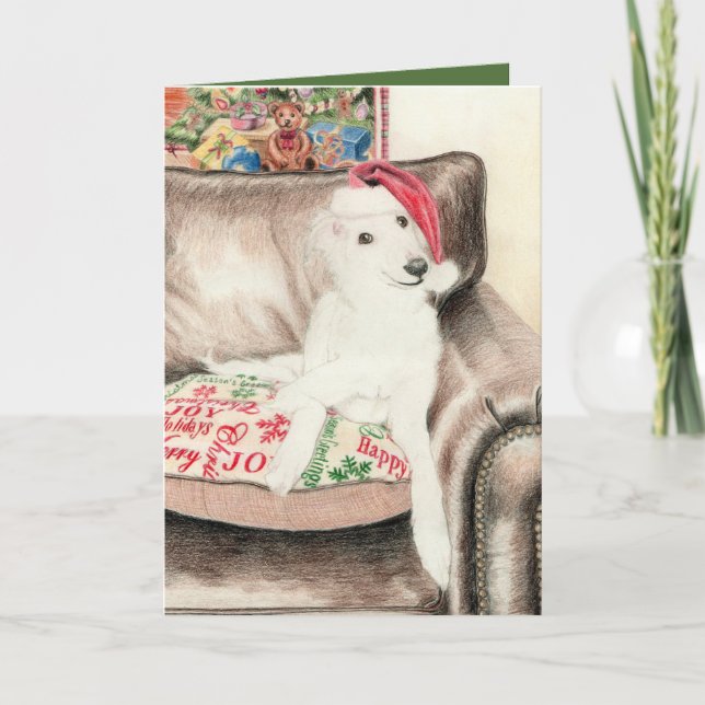 Pour Fêtes Annuelles Cartes de marionnettes de Noël Lken Windhound (Devant)