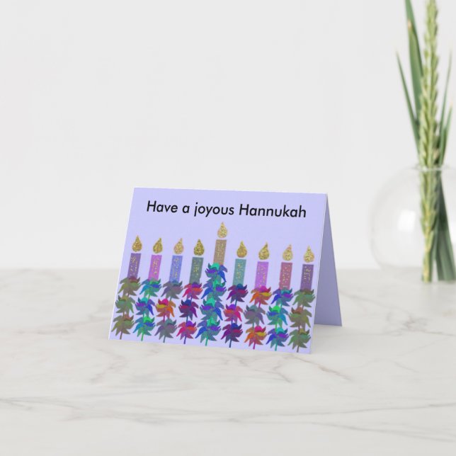 Pour Fêtes Annuelles Cartes de Menorah de fleur de Hannukah (Devant)