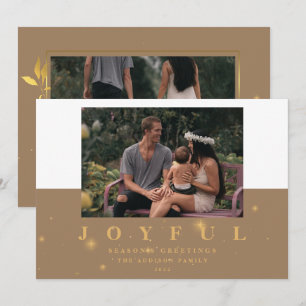Pour Fêtes Annuelles Cartes de Noël à deux photos Modern Kraft & Gold J