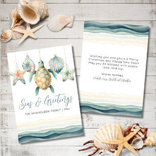 Pour Fêtes Annuelles Cartes de Noël à l'aquarelle sur le thème côtier