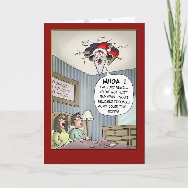 Pour Fêtes Annuelles Cartes de Noël amusantes : atterrissage brutal (Devant)