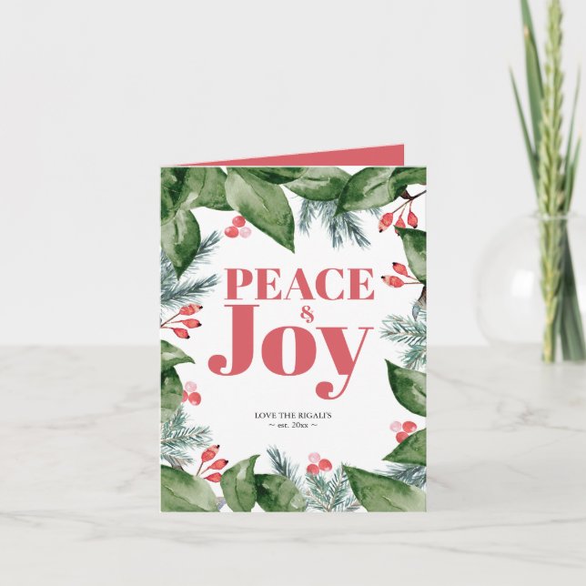 Pour Fêtes Annuelles Cartes de Noël Aquarelle Botanique Verdure (Devant)