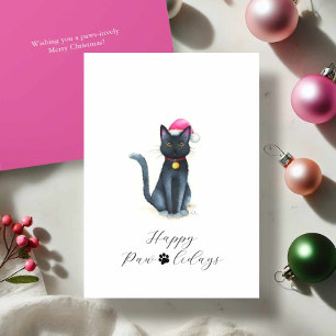 Pour Fêtes Annuelles Cartes de Noël au chat noir aquarelle mignonnes