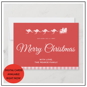 Pour Fêtes Annuelles Cartes de Noël australie Santa traîneau Kangourou