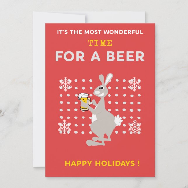 Pour Fêtes Annuelles Cartes de Noël australiennes Kangaroo Beer Funny (Devant)