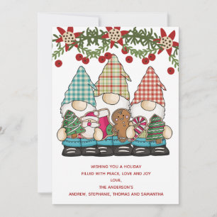 Pour Fêtes Annuelles Cartes de Noël aux lutins de Noël rouge et vert