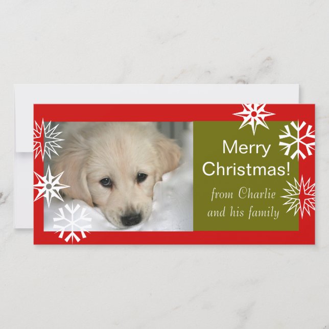 Pour Fêtes Annuelles Cartes de Noël avec chien Flocons de neige (Devant)