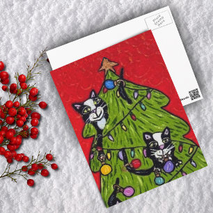 Pour Fêtes Annuelles Cartes de Noël avec des chats dans le sapin de Noë