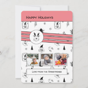 Pour Fêtes Annuelles Cartes de Noël avec gribouillis d'hiver scandinave
