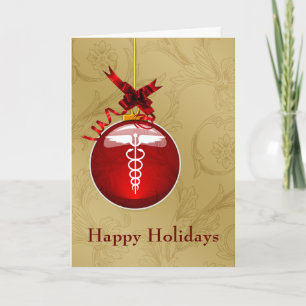 Pour Fêtes Annuelles Cartes de Noël avec le signe caducée de la profess