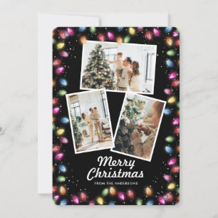 Pour Fêtes Annuelles Cartes de Noël avec lumières de Noël sur fond noir